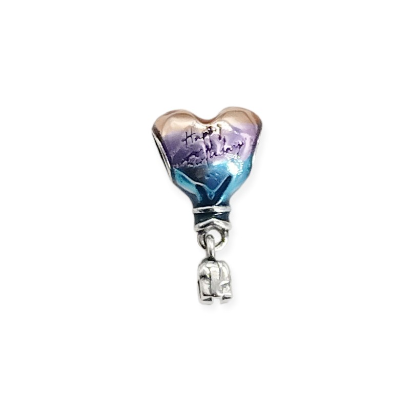 CHARMS CLÁSICOS, CHARMS COLGANTES, CHARMS DE GLOBO AEROSTÁTICO CON GRABADO "HAPPY BIRTHDAY"
